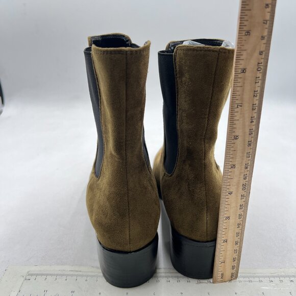 FOWT Olive Green Men Fashion Round Toe Block Low Heel Stretchy Ankle Boots main image 5